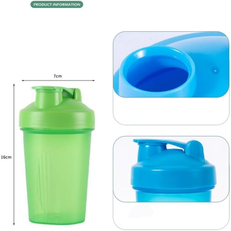 Protein Shaker Bottle 400ML/16Oz w. Shaker Ball for Protein Shake, Shaker Bottle with Mixing Ball, Leak-Proof, BPA-Free, for Gym, Workout, Juice Mixer (Green/Clear, 16Oz-400ML-1Bottle)