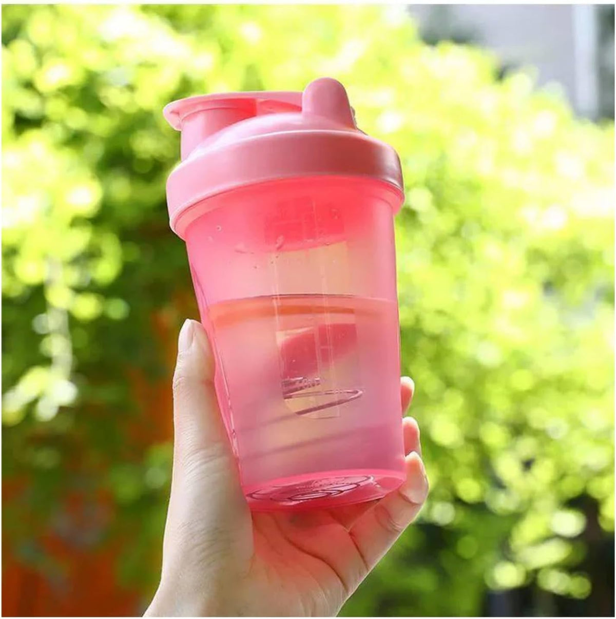Protein Shaker Bottle 400ML/16Oz w. Shaker Ball for Protein Shake, Shaker Bottle with Mixing Ball, Leak-Proof, BPA-Free, for Gym, Workout, Juice Mixer (Green/Clear, 16Oz-400ML-1Bottle)