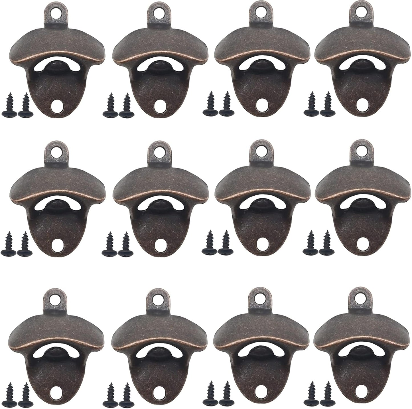 12PCS Wall Mounted Bottle Opener Vintage Beer Bottle Opener Suitable for Bars KTV Hotels Homes（Red Bronze）