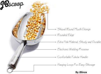 Stainless Steel Ice Scoop, Small Metal Food Candy Scoop for Kitchen Bar Party Wedding - 6 Oz