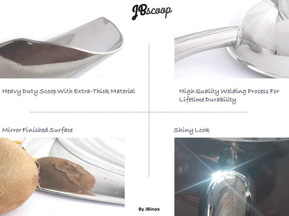 Stainless Steel Ice Scoop, Small Metal Food Candy Scoop for Kitchen Bar Party Wedding - 6 Oz