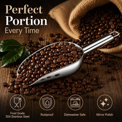 Stainless Steel Ice Scoop, Small Metal Food Candy Scoop for Kitchen Bar Party Wedding - 6 Oz