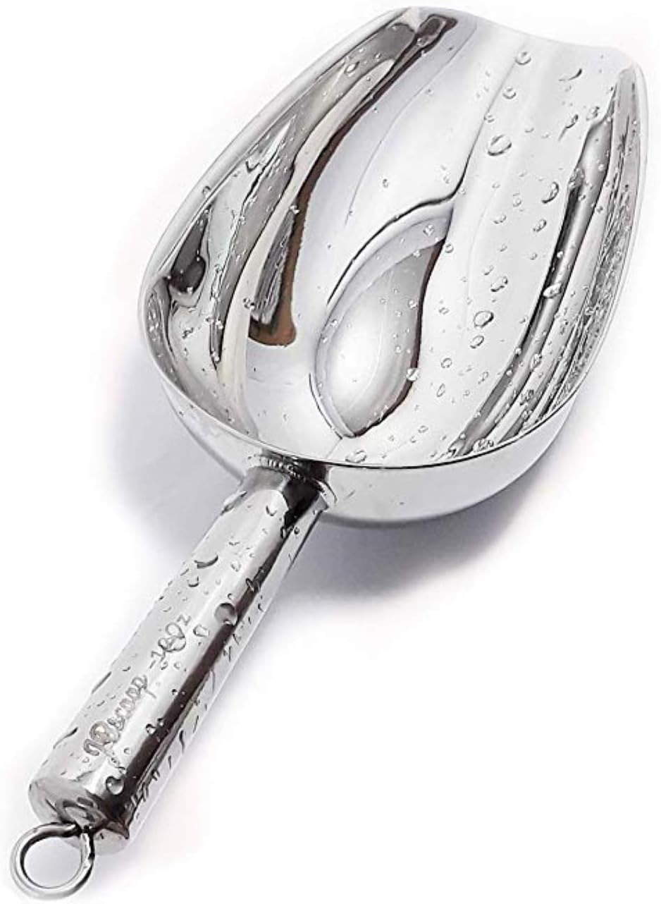 Stainless Steel Ice Scoop, Small Metal Food Candy Scoop for Kitchen Bar Party Wedding - 6 Oz
