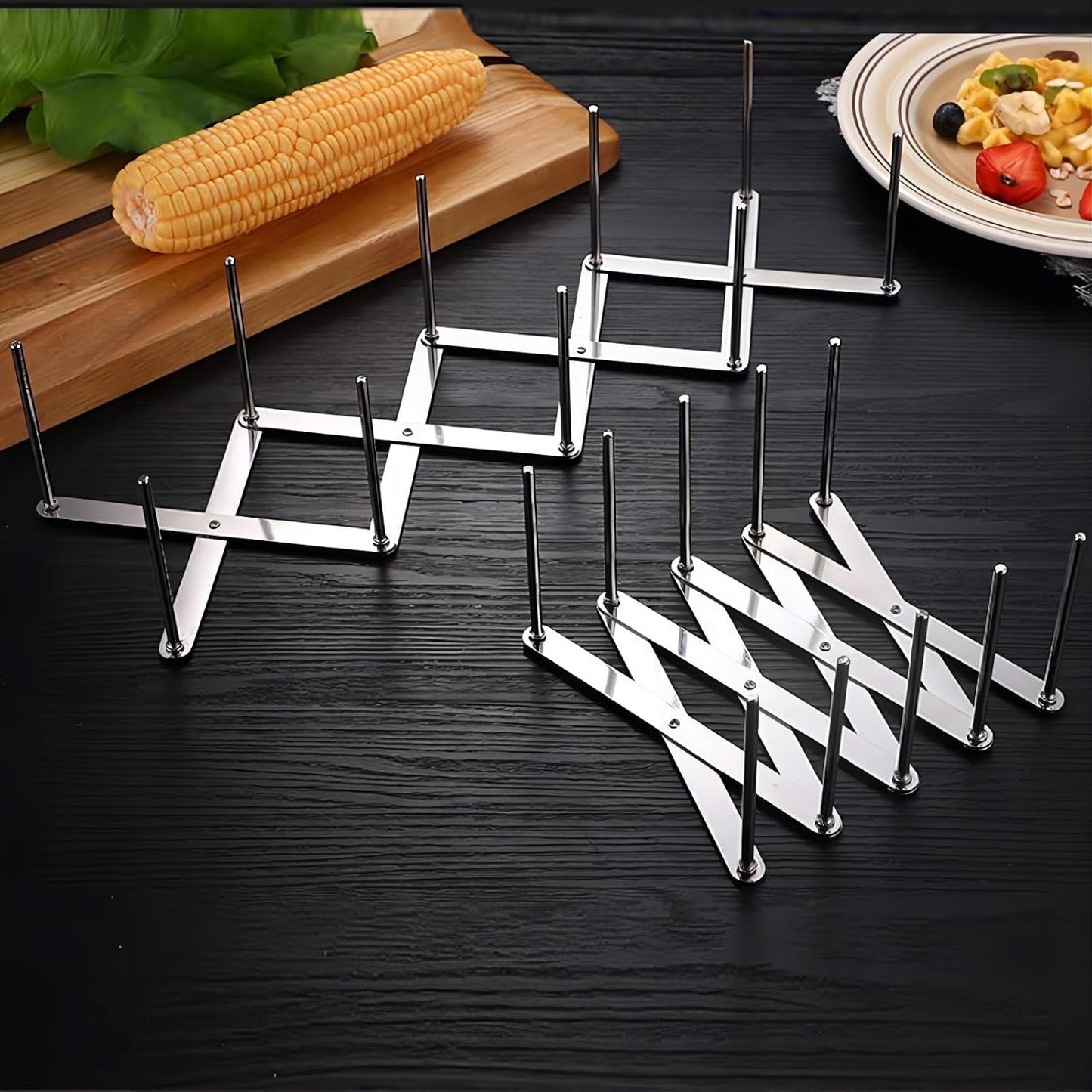 Adjustable Pot Lid Organizers, Dish Rack to Store Houseware, Plate Rack While Cooking, Kitchen Cabinet Pantry Pan and Pot Lid Organizer Rack Holder,4 sectional, 1Pcs