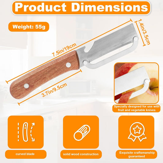 Multi-Functional Vegetable Peeler with Wooden Handle, Stainless Steel Thick & Thin Skin Fruit Peeler with Bottle Opener, Not for Left-Handed Users, Practical Kitchen Tool for Apple Potato