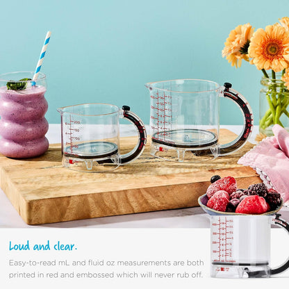 Upcup All-in-1 Adjustable Measuring Cup, Metric & Imperial Measurements up to 1 Cup - Black/Clear | Measures dry and liquid ingredients and scrapes itself clean, easy-to-read metric and imperial measurements, microwave safe