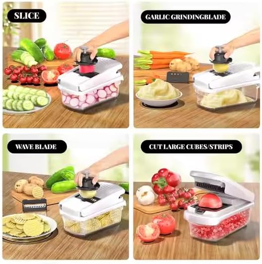 Pro 15-in-1 Vegetable Chopper & Mandoline Slicer - 2026 Upgraded Heavy Duty Dicer - Professional Food Cutter for a Variety of Fruits & Veggies - Sharp Stainless Steel Blades - Safety Guard