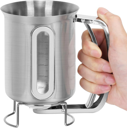 30 OZ Pancake Batter Dispenser with Viewing Window Stainless Steel Batter Dispenser for Baking Cupcakes,Muffins,Cooking,Crepes,Waffles (Stainless Steel)