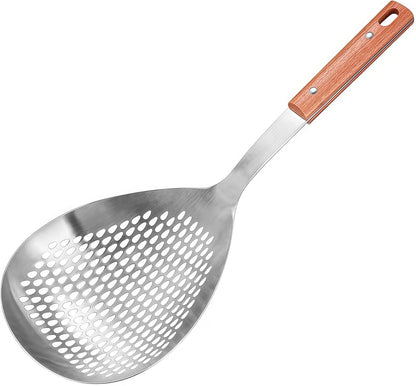 15-Inch Large Skimmer Ladle SUS304 Stainless Steel Slotted Spoon for Cooking Deep Frying Metal Fryer Scoop Spider Strainer