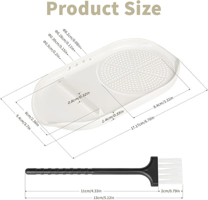 4 in 1 Ceramic Garlic Grater with Egg Cracker,Spoon Rest and Herb Stripper, Ginger Grater Plate for Grinding Wasabi Fruits Vegetables Ginger Garlic Cheese(6.76inx3.7in)