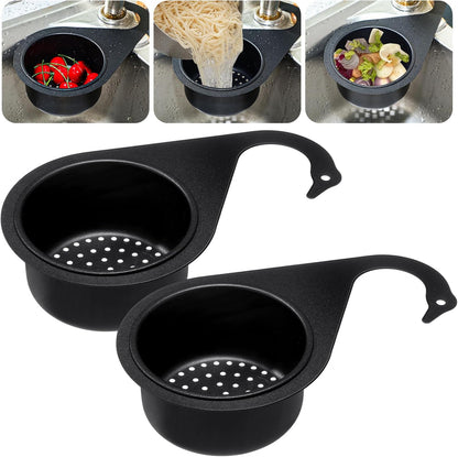 2 Pcs Stainless Steel Sink Strainer Basket 15 Oz Multifunction Hanging Sink Colander Drain Basket Faucet Upgrade Quick Draining Kitchen Tool for Fruit Vegetable, 8.7 x 3.9 x 2.3 Inch
