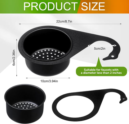 2 Pcs Stainless Steel Sink Strainer Basket 15 Oz Multifunction Hanging Sink Colander Drain Basket Faucet Upgrade Quick Draining Kitchen Tool for Fruit Vegetable, 8.7 x 3.9 x 2.3 Inch