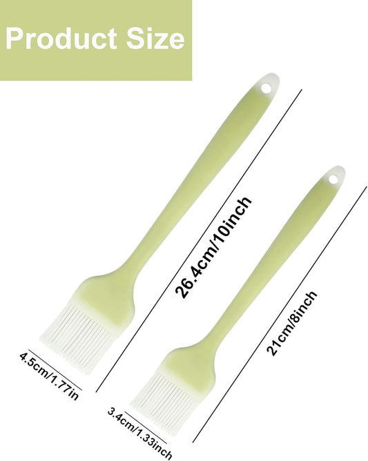 2 Pcs Silicone Basting Brush 10+8 Inch Pastry Brush- Green | Heat Resistant,Flexible,Silicone Food Brushes,for Baking,Grilling, Cooking and Spreading Oil,Butter,BBQ Sauce,or Marinade