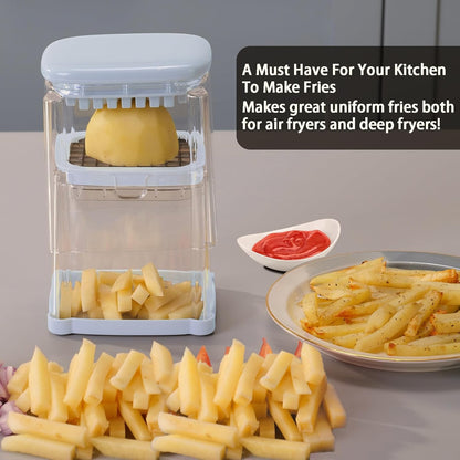 French Fry Cutter, Potato Onion Cutter, Professional Homestyle Vegetable Chopper Dicer, Great for Potatoes Carrots Cucumbers Zucchini Pepper (Fog Gray)