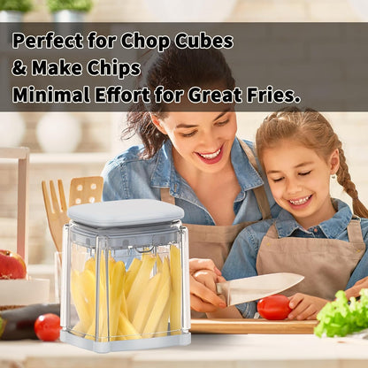 French Fry Cutter, Potato Onion Cutter, Professional Homestyle Vegetable Chopper Dicer, Great for Potatoes Carrots Cucumbers Zucchini Pepper (Fog Gray)