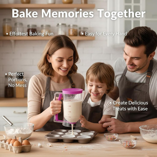 Pancake Cupcake Batter Dispenser - Perfect Baking Tool for Cupcakes Waffles, Muffin Mix, Crepes, Cake or Any Baked Goods