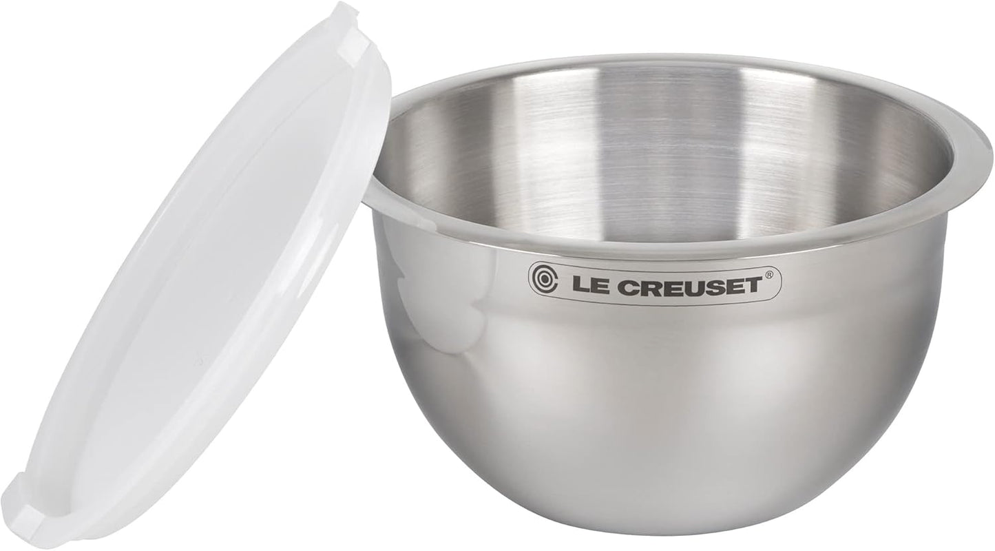 Set of 3 Nested Mixing Bowls w/Nonslip Silicone Base & Plastic Air Tight Lids