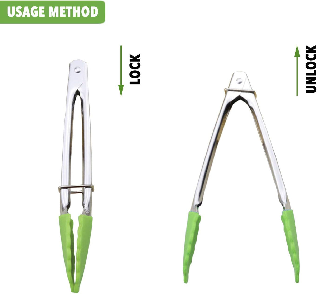 Small Tongs with Silicone Tips 7-Inch Mini Serving Tongs, Set of 6 | Green Red Blue Purple Pink Orange