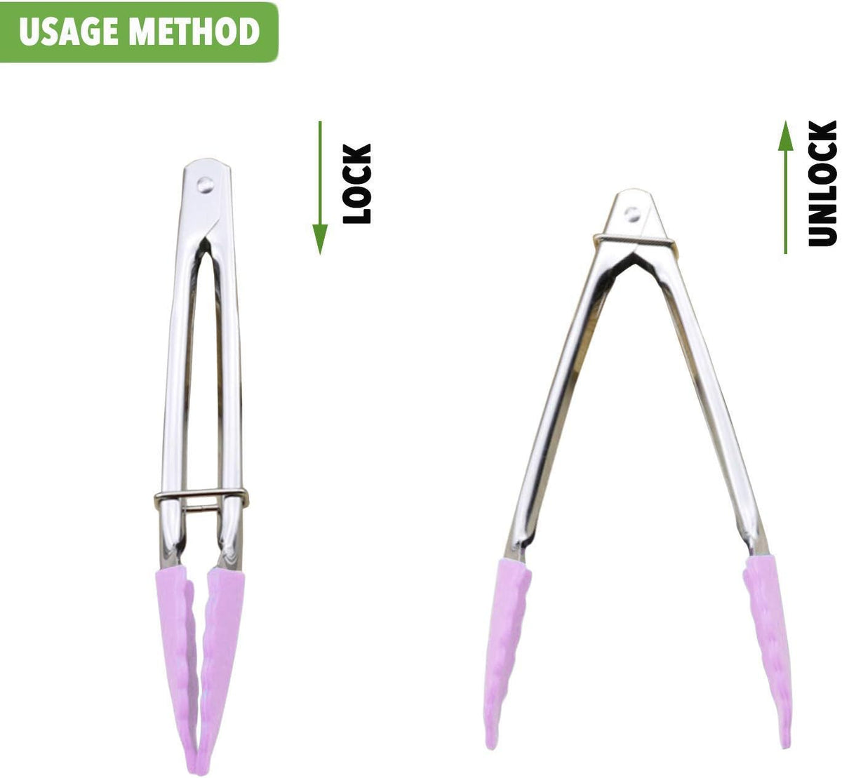 Small Tongs with Silicone Tips 7-Inch Mini Serving Tongs, Set of 6 | Green Red Blue Purple Pink Orange