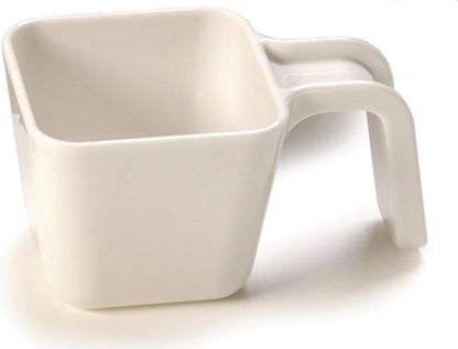 9.5 Oz Portion Cup – Polycarbonate Food Scoop – U Shaped Handle – Flat Side Design, Bulk Ingredient Transfer Cup, White