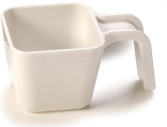 9.5 Oz Portion Cup – Polycarbonate Food Scoop – U Shaped Handle – Flat Side Design, Bulk Ingredient Transfer Cup, White