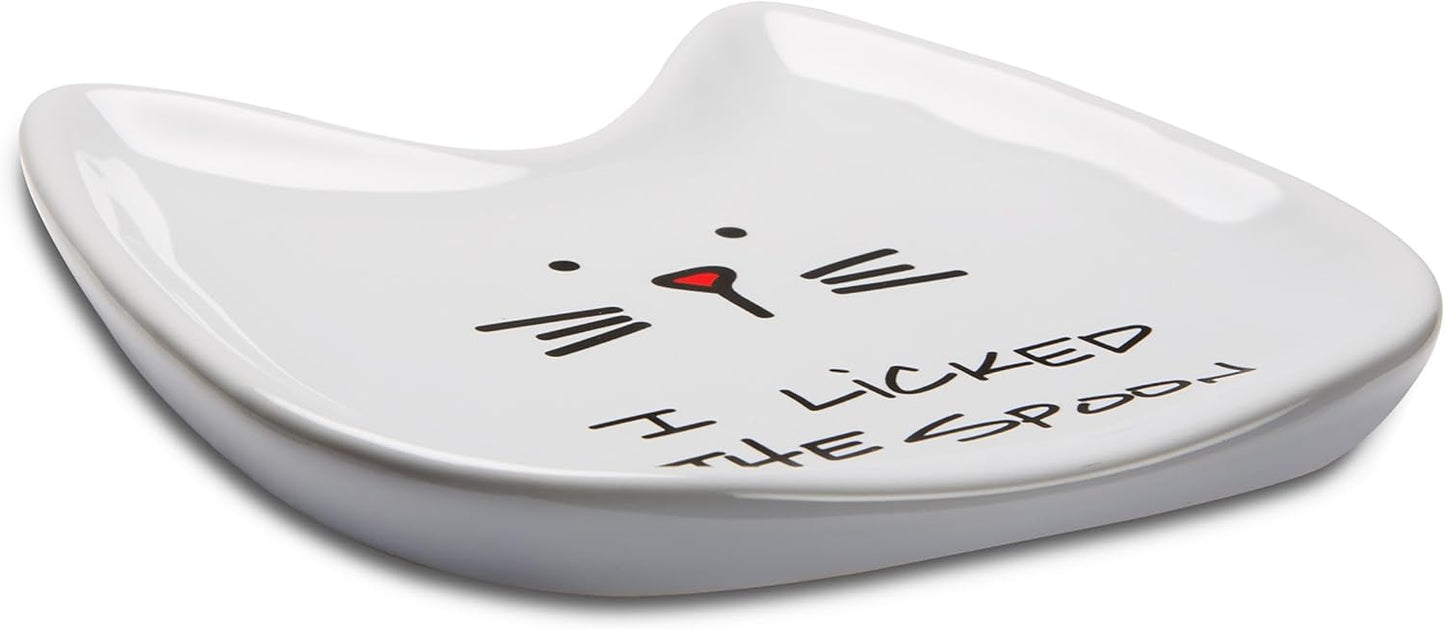 Blobby Cat, Cat Spoon Rest"I Licked the Spoon", 5", White