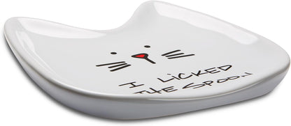 Blobby Cat, Cat Spoon Rest"I Licked the Spoon", 5", White