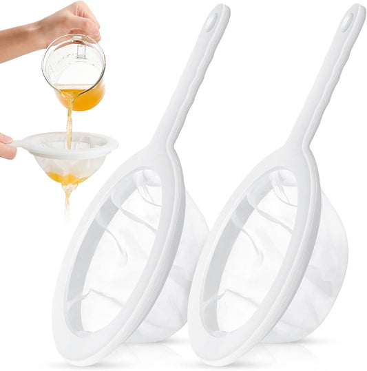 2 Pcs 9" Ultra Fine Mesh Strainer for Kefir Grains Plastic Juice Strainer Food Colander Greek Yogurt Sieve Large Capacity Filter for Kombucha Cold Brew Coffee Shrimp Separation(120/200 Mesh)