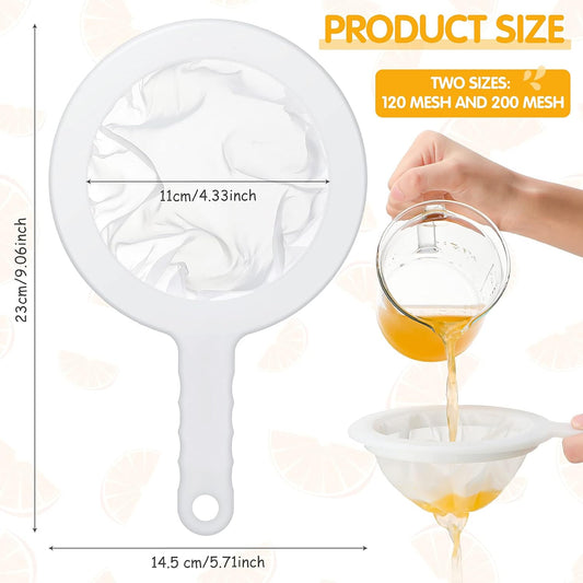 2 Pcs 9" Ultra Fine Mesh Strainer for Kefir Grains Plastic Juice Strainer Food Colander Greek Yogurt Sieve Large Capacity Filter for Kombucha Cold Brew Coffee Shrimp Separation(120/200 Mesh)