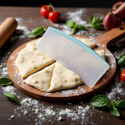 Plastic Pastry Bench Scraper Chopper Cake Cutter with Measuring Scale Multipurpose Kitchen Gadget Pizza Cutters for Cooking Baking Bread and Pizza Dough, Pizza Cutters