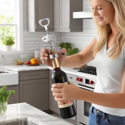 Heavy Duty Wing Corkscrew Wine Opener Polished Silver