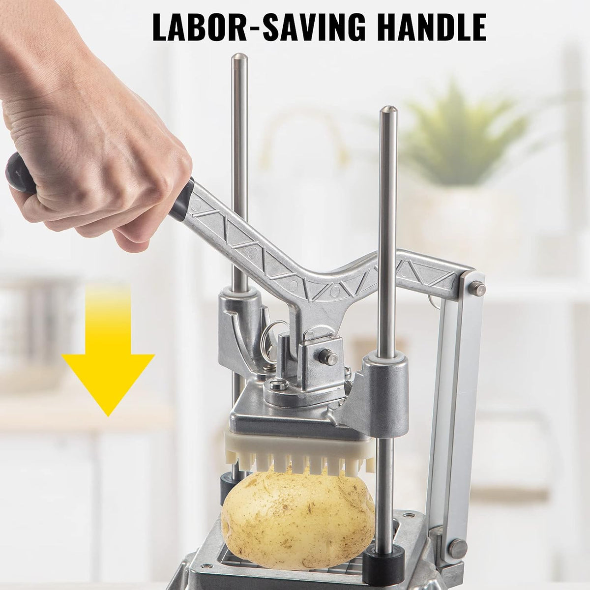 Commercial Chopper with 4 Replacement Blades Commercial Vegetable Chopper Stainless Steel French Fry Cutter Potato Dicer & Slicer Commercial Vegetable Fruit Chopper for Restaurants & Home