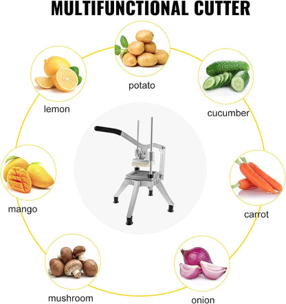 Commercial Chopper with 4 Replacement Blades Commercial Vegetable Chopper Stainless Steel French Fry Cutter Potato Dicer & Slicer Commercial Vegetable Fruit Chopper for Restaurants & Home