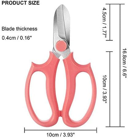 Garden Pruning Shears Scissors with Comfort Grip Handle, Premium Steel Professional Floral Scissors, Perfect for Arranging Flowers, Pruning, Trimming Plants, Gardening Tool (Pink)