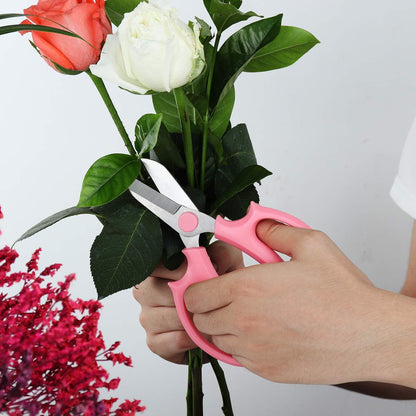 Garden Pruning Shears Scissors with Comfort Grip Handle, Premium Steel Professional Floral Scissors, Perfect for Arranging Flowers, Pruning, Trimming Plants, Gardening Tool (Pink)