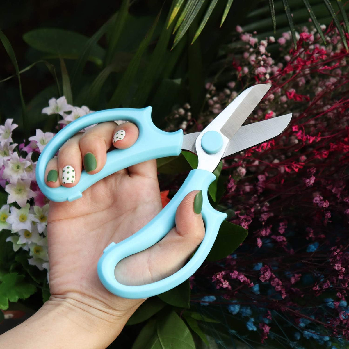 Garden Pruning Shears Scissors with Comfort Grip Handle, Premium Steel Professional Floral Scissors, Perfect for Arranging Flowers, Pruning, Trimming Plants, Gardening Tool (Pink)