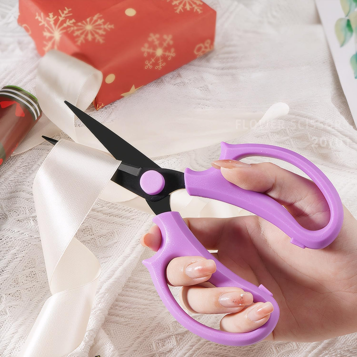 Garden Pruning Shears Scissors with Comfort Grip Handle, Premium Steel Professional Floral Scissors, Perfect for Arranging Flowers, Pruning, Trimming Plants, Gardening Tool (Pink)