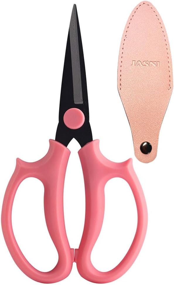 Garden Pruning Shears Scissors with Comfort Grip Handle, Premium Steel Professional Floral Scissors, Perfect for Arranging Flowers, Pruning, Trimming Plants, Gardening Tool (Pink)