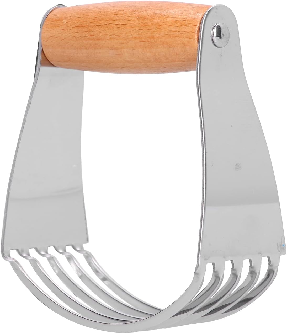Stainless Steel Dough Blender, 5 Heavy Duty Blades Pastry Cutter, Comfortable Soft Handle Cutter, Ideal for Baking Pastry, Pizza Dough, Cake (Wood Color)