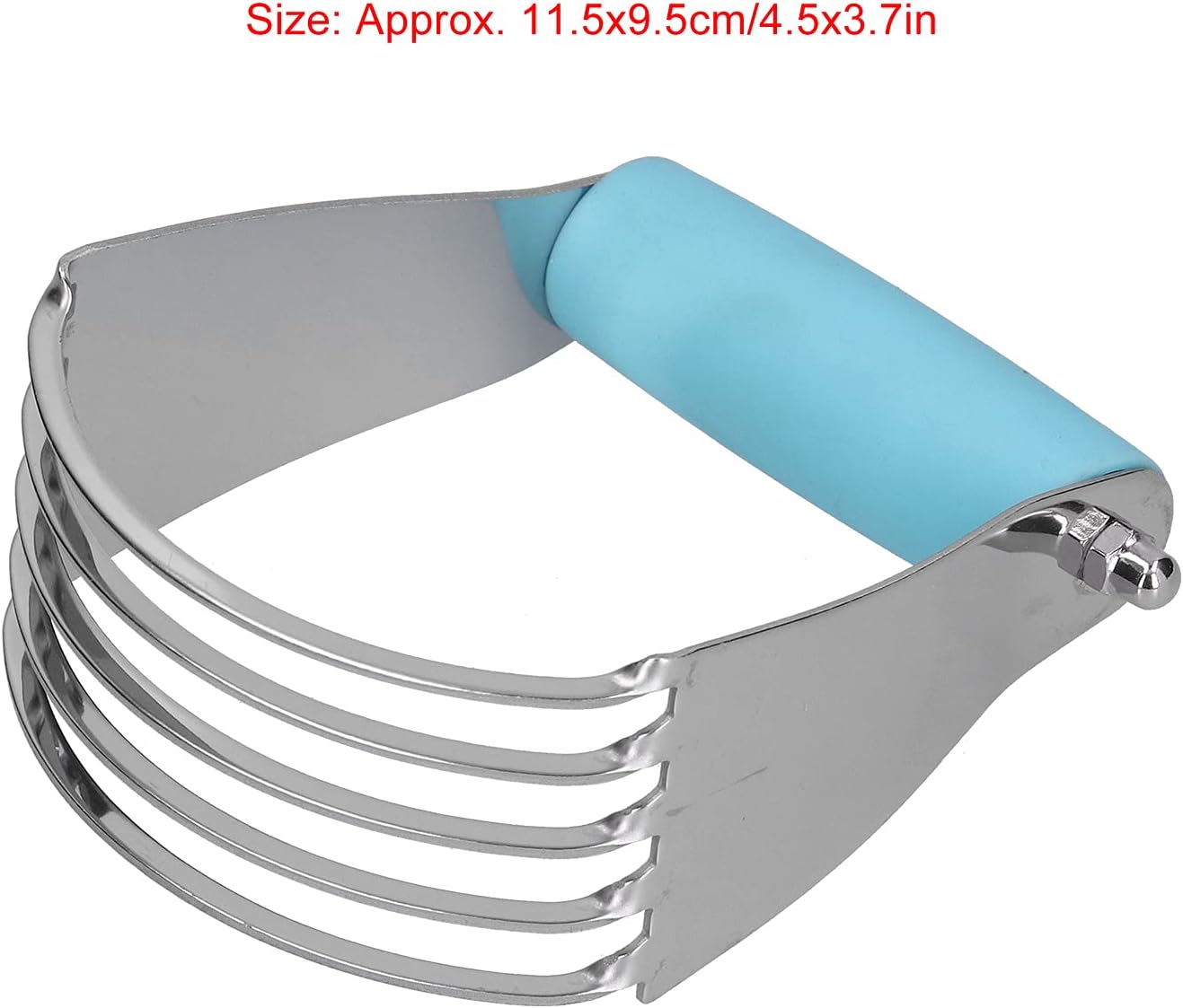 Stainless Steel Dough Blender, 5 Heavy Duty Blades Pastry Cutter, Comfortable Soft Handle Cutter, Ideal for Baking Pastry, Pizza Dough, Cake (Wood Color)