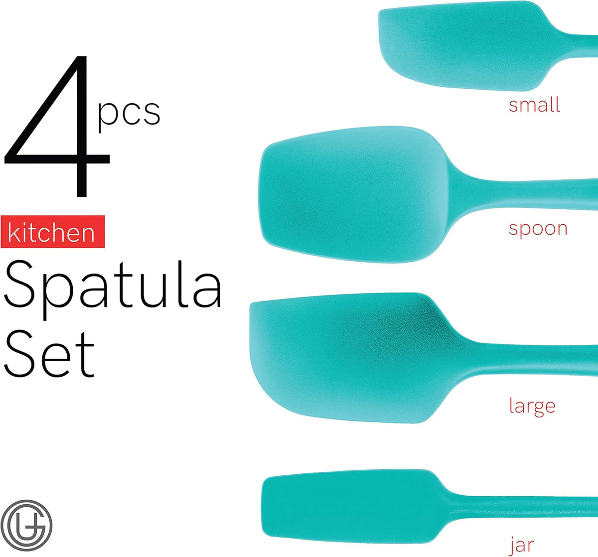 Silicone Spatula Set 600°F - High Heat Resistant Nonstick, Small and Large Kitchen Spatulas - Flexible BPA Free Professional Grade Cookware - Utensils for Cooking, Baking, Mixing(4 Pcs, Teal)