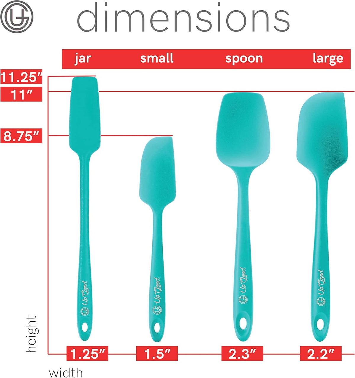 Silicone Spatula Set 600°F - High Heat Resistant Nonstick, Small and Large Kitchen Spatulas - Flexible BPA Free Professional Grade Cookware - Utensils for Cooking, Baking, Mixing(4 Pcs, Teal)
