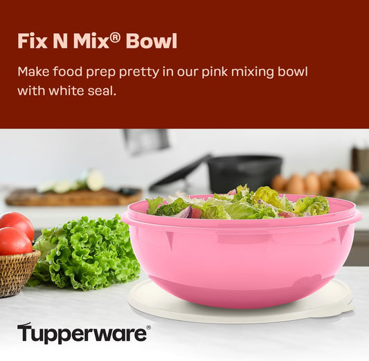 Fix-N-Mix 1.7 Gallon Mixing Bowl with Lid, Pink Vintage Color, Dishwasher Safe and BPA Free (6.5 L)