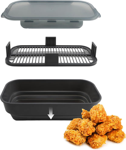 Collapsible Batter Bowl - Mess Free Breading Shaker Container - Great for Fried Fish, Fried Chicken, Onion Rings, Wings & More, Black