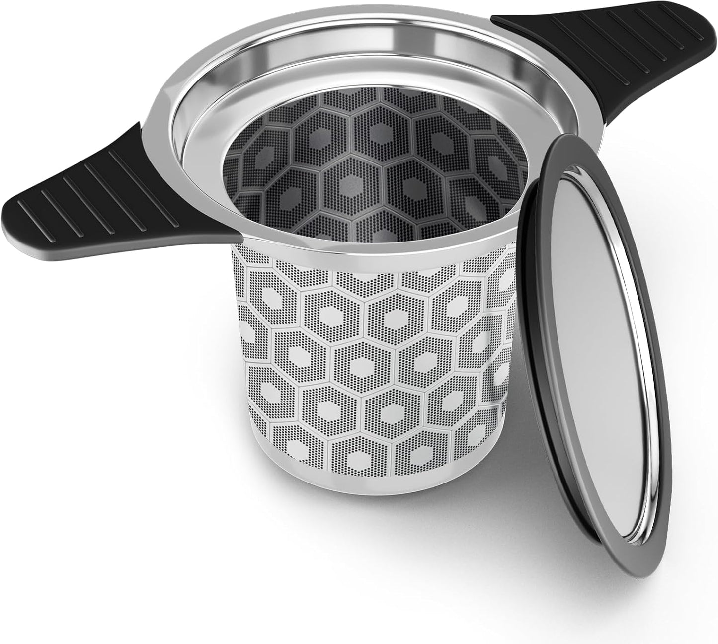 Extra Fine Mesh Tea Strainers & Filters for Loose Tea Single Cup, 304 Stainless Steel and Food Grade Silicone Loose Leaf Tea Steeper for Black Tea, Coffee, Rooibos, etc