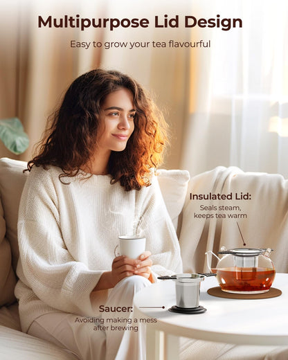 Extra Fine Mesh Tea Strainers & Filters for Loose Tea Single Cup, 304 Stainless Steel and Food Grade Silicone Loose Leaf Tea Steeper for Black Tea, Coffee, Rooibos, etc