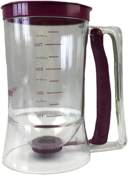 Pancake Batter Dispenser, 4-Cup Batter Dispenser Cupcake Separator Tool with Squeeze Handle & Measuring Marks, Pancake Griddle Maker for Pancakes, Cupcake, Waffle, Muffin Mix