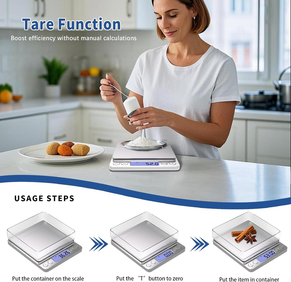 Gram Scale Small Digital Food Scale, 500g by 0.01Gram/0.001Ounce, Accurate Weighting, Multifunction Kitchen Scale for Jewelry/Baking/Soap, 9 Units, Tare Function, LCD Display, Including Battery