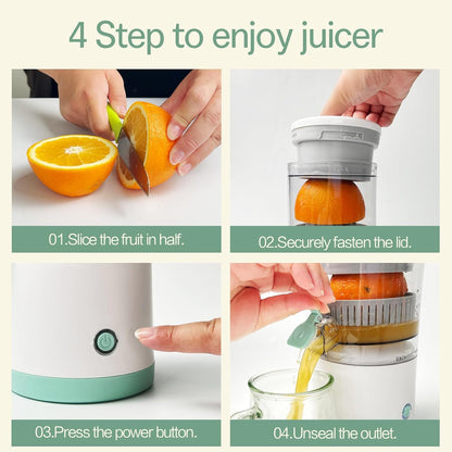 Rechargeable Electric Juicer - Citrus Juicer with Type-c Rechargeable for Orange, Lemon and Grapefruit Juicing. (White-45Watts)