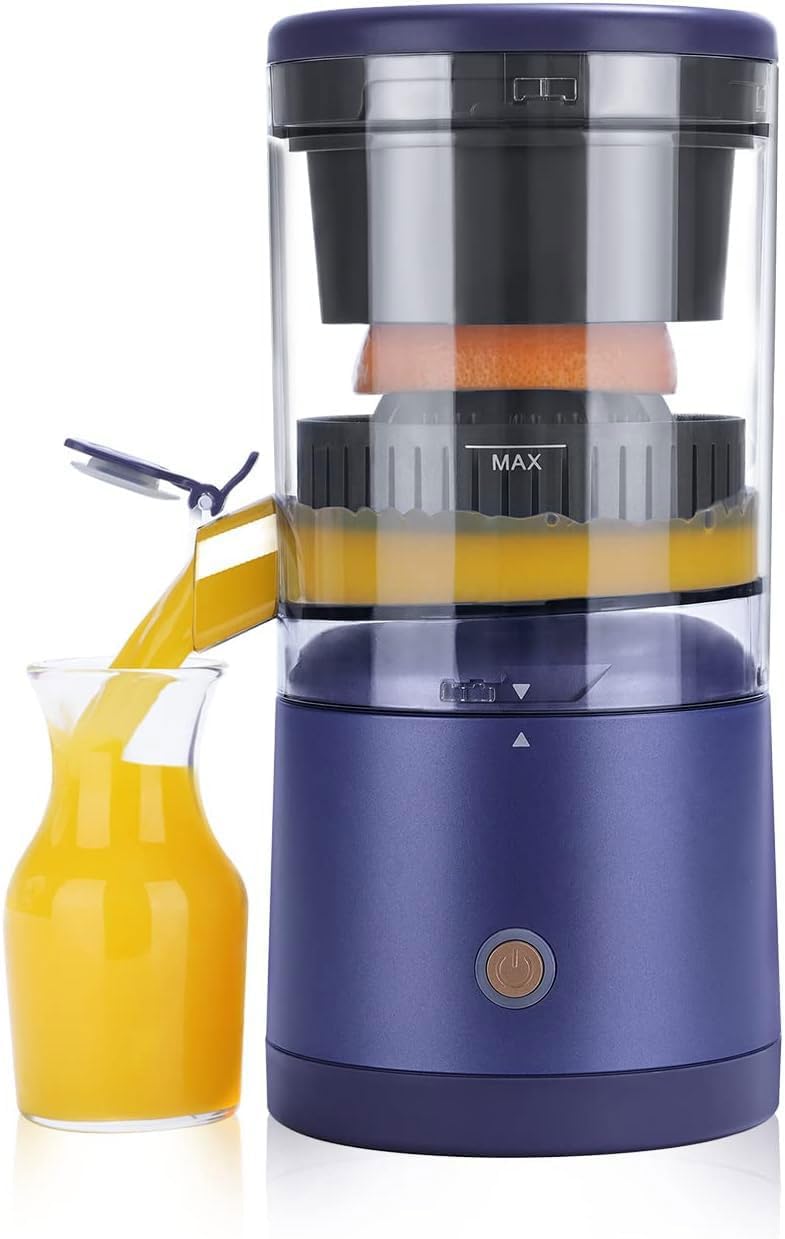 Rechargeable Electric Juicer - Citrus Juicer with Type-c Rechargeable for Orange, Lemon and Grapefruit Juicing. (White-45Watts)